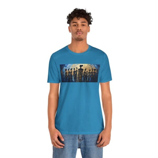 Artistic Unisex Jersey Tee - Colorful Silhouette Design - Image 79