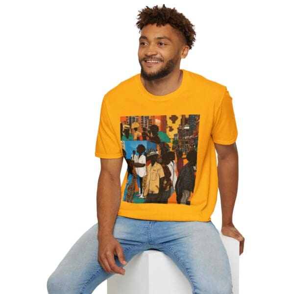 Cultural Vibes Unisex Softstyle T-Shirt - Art Inspired Design The Pulse of the City, The Strength of the Diaspora - Image 32