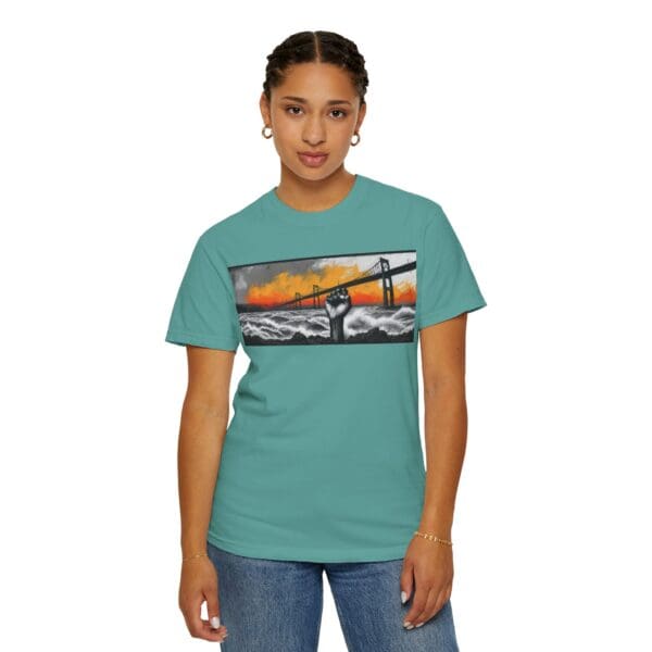 Empowerment Garment-Dyed Unisex T-Shirt - Bold Fist Design Defiant in the Storm, Rising in Strength - Image 93