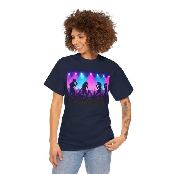 Unisex Heavy Cotton Tee - Vibrant Concert Silhouette Design - Image 95