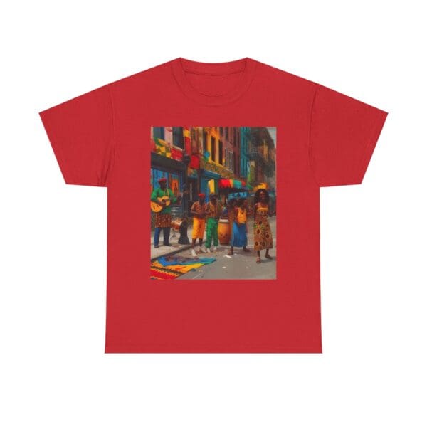 Vibrant Street Art Unisex Heavy Cotton Tee "Strings, Drums, and Stories in Motion. - Image 107