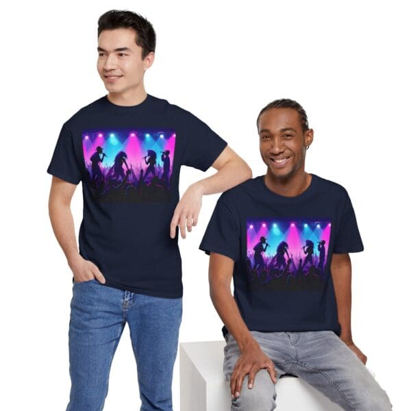 Unisex Heavy Cotton Tee - Vibrant Concert Silhouette Design - Image 99