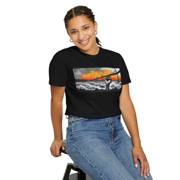 Empowerment Garment-Dyed Unisex T-Shirt - Bold Fist Design Defiant in the Storm, Rising in Strength - Image 118