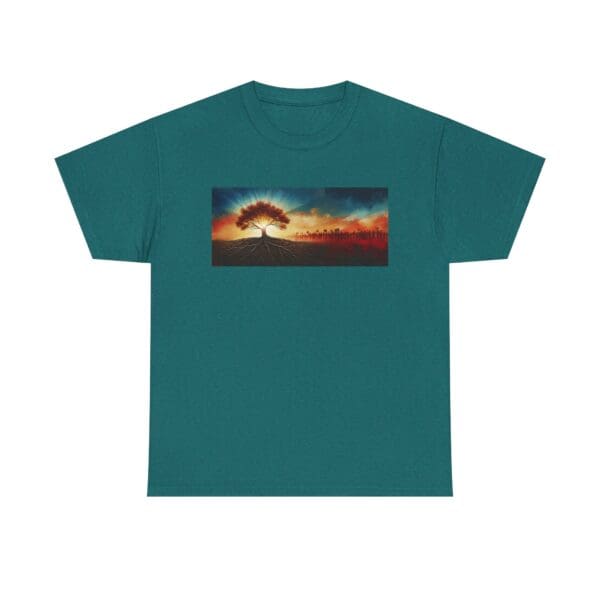 Nature-Inspired Unisex Heavy Cotton Tee with Tree Design "Guided by Resilience. United by Purpose."  "Where Roots R - Image 104