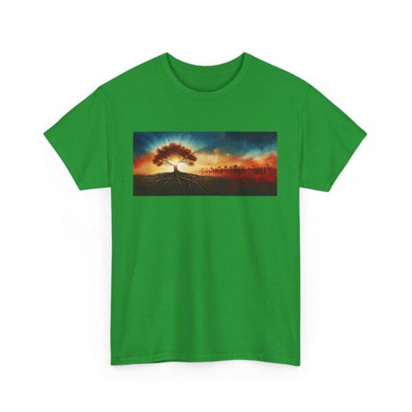 Nature-Inspired Unisex Heavy Cotton Tee with Tree Design "Guided by Resilience. United by Purpose."  "Where Roots R - Image 86