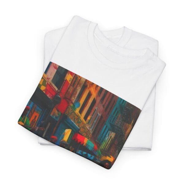 Vibrant Street Art Unisex Heavy Cotton Tee "Strings, Drums, and Stories in Motion. - Image 5