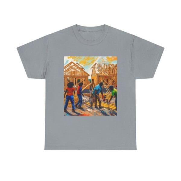 Inspirational Construction Worker Tee - Unisex Heavy Cotton Shirt Raising Walls, Uplifting Communities."  "Built by Us, Built for Us." - Image 65
