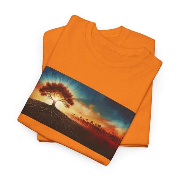 Nature-Inspired Unisex Heavy Cotton Tee with Tree Design "Guided by Resilience. United by Purpose."  "Where Roots R - Image 58