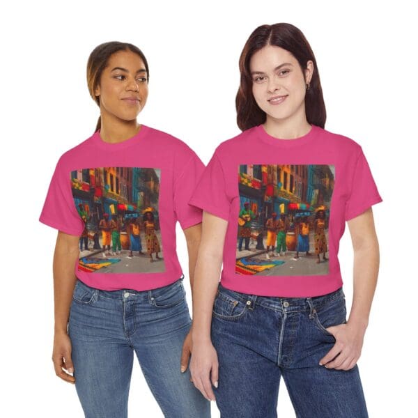 Vibrant Street Art Unisex Heavy Cotton Tee "Strings, Drums, and Stories in Motion. - Image 106