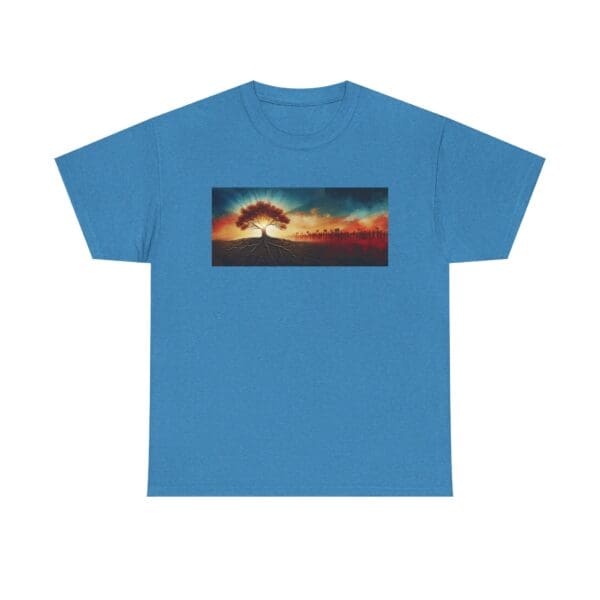 Nature-Inspired Unisex Heavy Cotton Tee with Tree Design "Guided by Resilience. United by Purpose."  "Where Roots R - Image 94