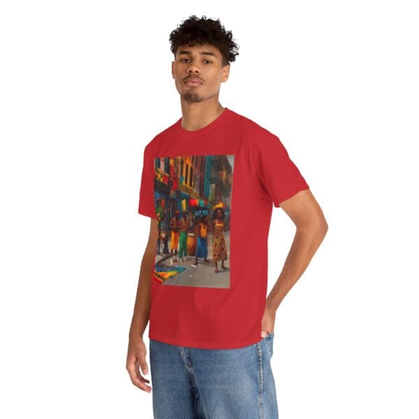 Vibrant Street Art Unisex Heavy Cotton Tee "Strings, Drums, and Stories in Motion. - Image 114
