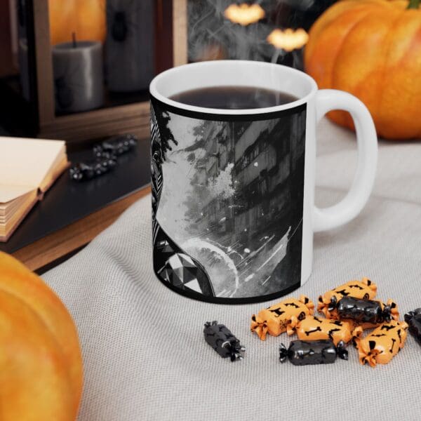 Black and White Art Ceramic Mug - 11oz & 15oz "Body as Canvas. Spirit as Fire." - Image 7