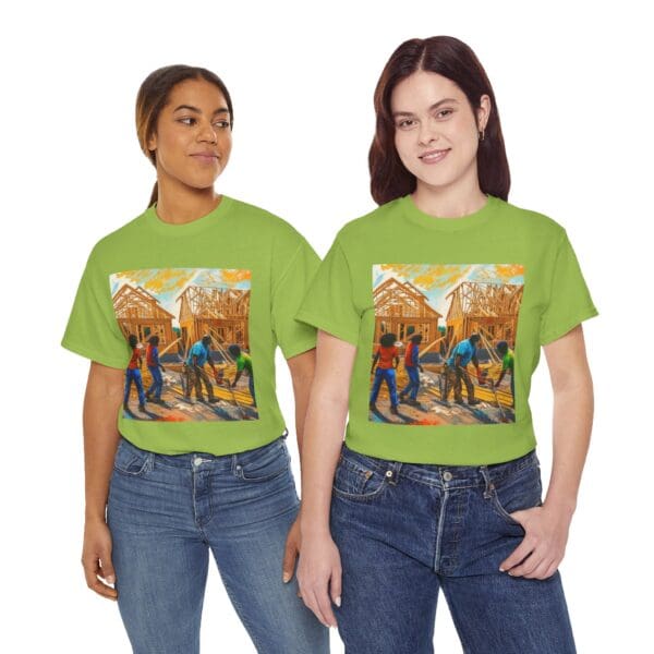 Inspirational Construction Worker Tee - Unisex Heavy Cotton Shirt Raising Walls, Uplifting Communities."  "Built by Us, Built for Us." - Image 63