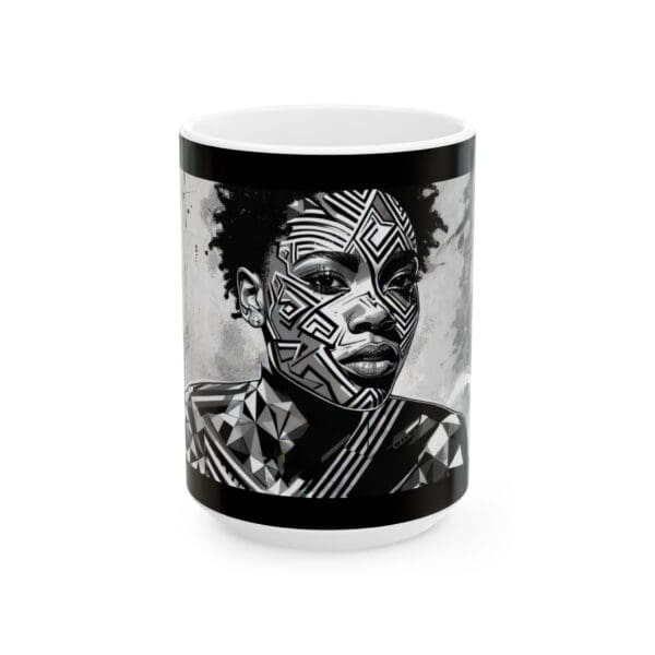 Black and White Art Ceramic Mug - 11oz & 15oz "Body as Canvas. Spirit as Fire." - Image 11