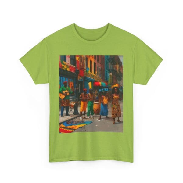 Vibrant Street Art Unisex Heavy Cotton Tee "Strings, Drums, and Stories in Motion. - Image 52