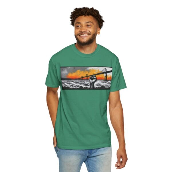 Empowerment Garment-Dyed Unisex T-Shirt - Bold Fist Design Defiant in the Storm, Rising in Strength - Image 86