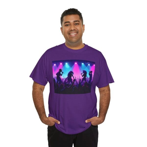 Unisex Heavy Cotton Tee - Vibrant Concert Silhouette Design - Image 107