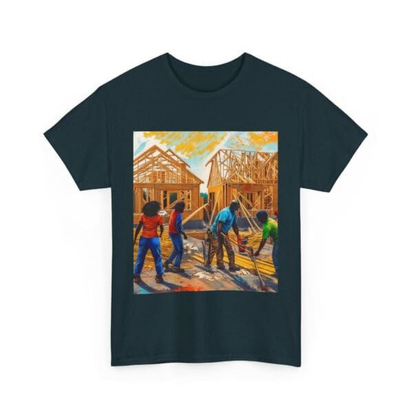 Inspirational Construction Worker Tee - Unisex Heavy Cotton Shirt Raising Walls, Uplifting Communities."  "Built by Us, Built for Us." - Image 88