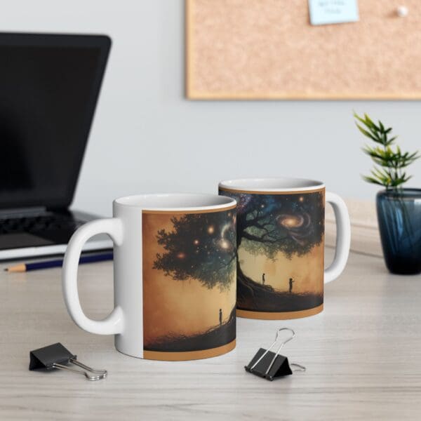 Galactic Tree Ceramic Mug - Fantasy Design for Nature Lovers "Sip with Purpose. Dream Without Limits." - Image 6