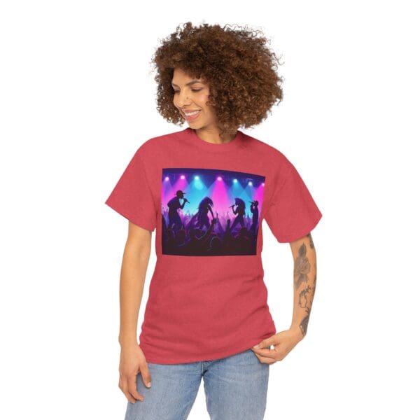 Unisex Heavy Cotton Tee - Vibrant Concert Silhouette Design - Image 114
