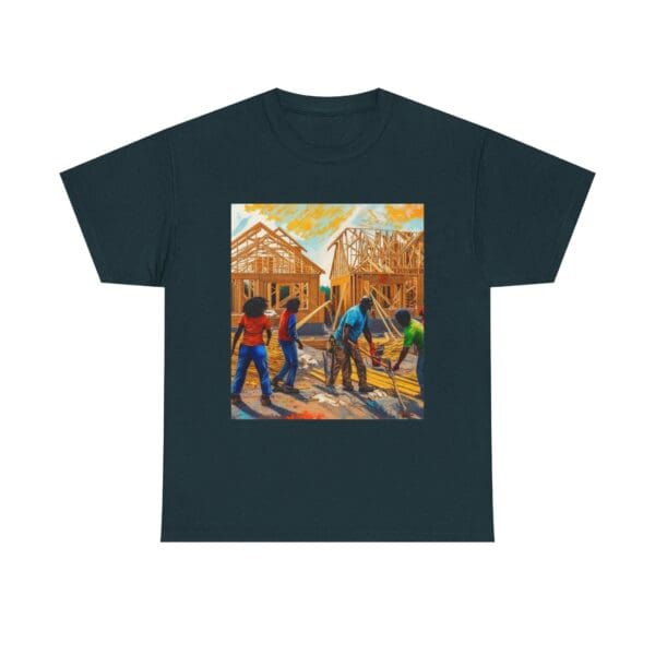 Inspirational Construction Worker Tee - Unisex Heavy Cotton Shirt Raising Walls, Uplifting Communities."  "Built by Us, Built for Us." - Image 86