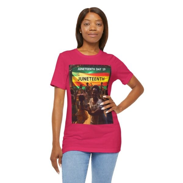 Juneteenth Celebration Tee, Unisex Jersey T-Shirt, Short Sleeve Graphic Tee, Black History Month Shirt, Family Reunion Apparel, Gift [...]"Juneteenth: Freedom Forever, Legacy Unbreakable." - Image 126