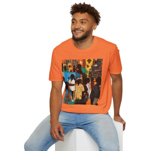 Cultural Vibes Unisex Softstyle T-Shirt - Art Inspired Design The Pulse of the City, The Strength of the Diaspora - Image 16