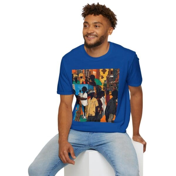 Cultural Vibes Unisex Softstyle T-Shirt - Art Inspired Design The Pulse of the City, The Strength of the Diaspora - Image 80