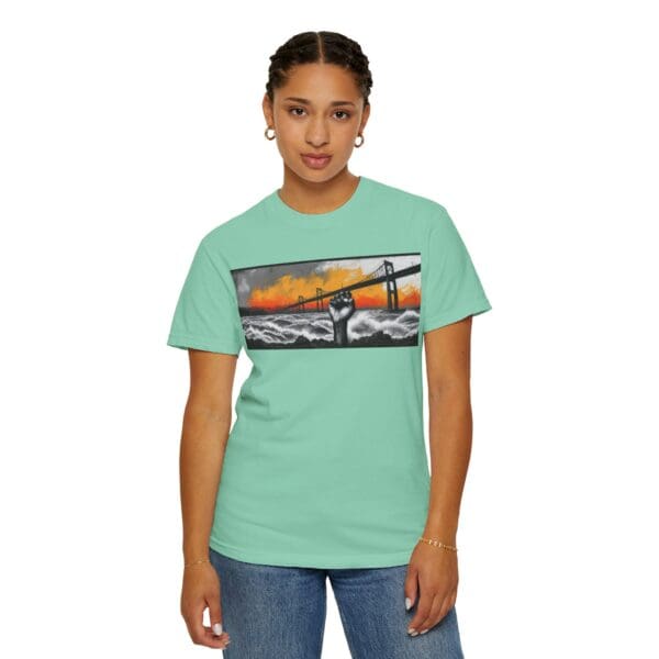 Empowerment Garment-Dyed Unisex T-Shirt - Bold Fist Design Defiant in the Storm, Rising in Strength - Image 71