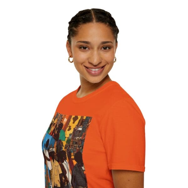 Cultural Vibes Unisex Softstyle T-Shirt - Art Inspired Design The Pulse of the City, The Strength of the Diaspora - Image 37