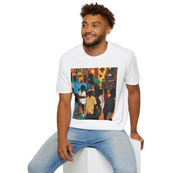 Cultural Vibes Unisex Softstyle T-Shirt - Art Inspired Design The Pulse of the City, The Strength of the Diaspora - Image 8