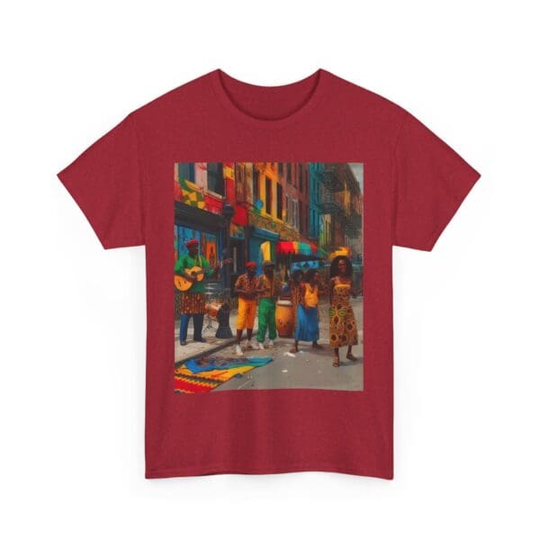 Vibrant Street Art Unisex Heavy Cotton Tee "Strings, Drums, and Stories in Motion. - Image 118