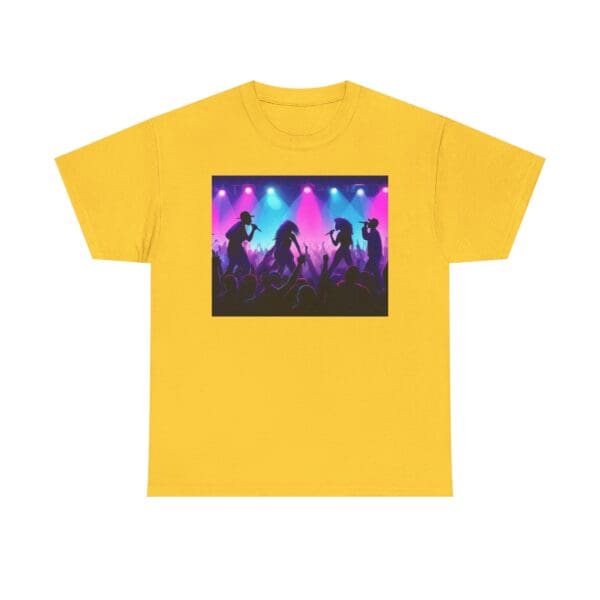Unisex Heavy Cotton Tee - Vibrant Concert Silhouette Design "Blue & Pink Glow, Hip-Hop Takes Flight." - Image 27