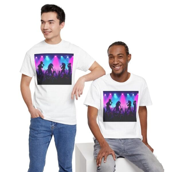 Unisex Heavy Cotton Tee - Vibrant Concert Silhouette Design - Image 9