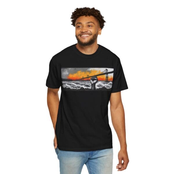 Empowerment Garment-Dyed Unisex T-Shirt - Bold Fist Design Defiant in the Storm, Rising in Strength - Image 119