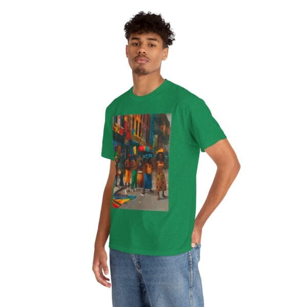 Vibrant Street Art Unisex Heavy Cotton Tee "Strings, Drums, and Stories in Motion. - Image 76