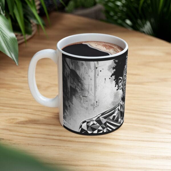 Black and White Art Ceramic Mug - 11oz & 15oz "Body as Canvas. Spirit as Fire." - Image 9