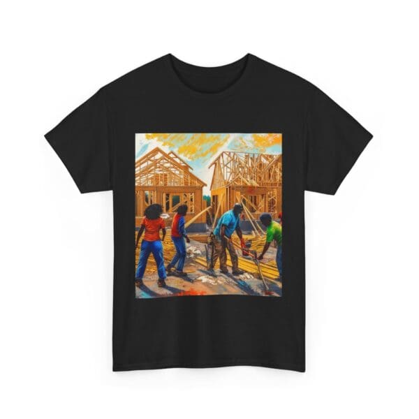 Inspirational Construction Worker Tee - Unisex Heavy Cotton Shirt Raising Walls, Uplifting Communities."  "Built by Us, Built for Us." - Image 13