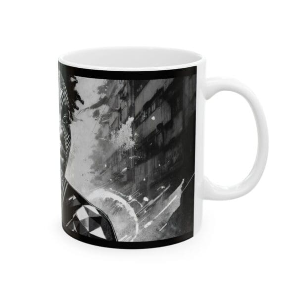Black and White Art Ceramic Mug - 11oz & 15oz "Body as Canvas. Spirit as Fire." - Image 4