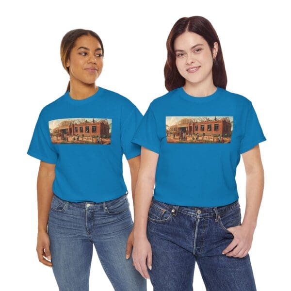 Artistic Unisex Heavy Cotton Tee - Vintage Scene Print "Where Walls Hold Wisdom and Dreams Take Flight." - Image 96