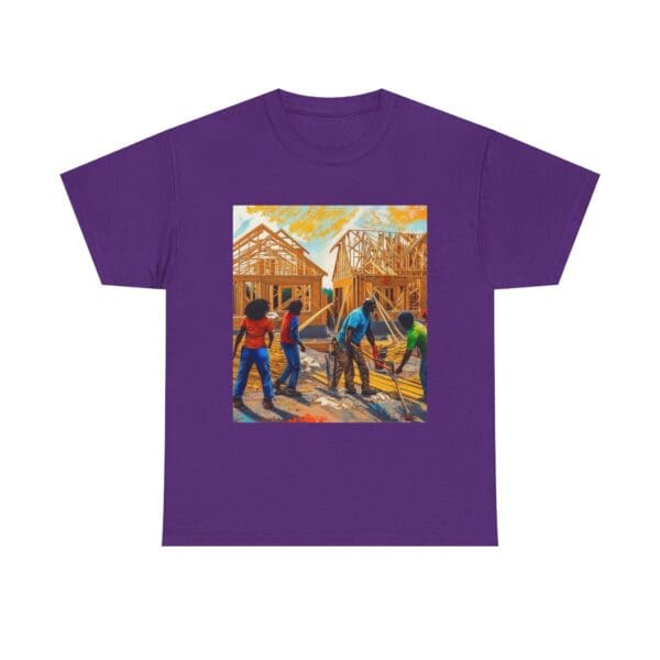 Inspirational Construction Worker Tee - Unisex Heavy Cotton Shirt Raising Walls, Uplifting Communities."  "Built by Us, Built for Us." - Image 119