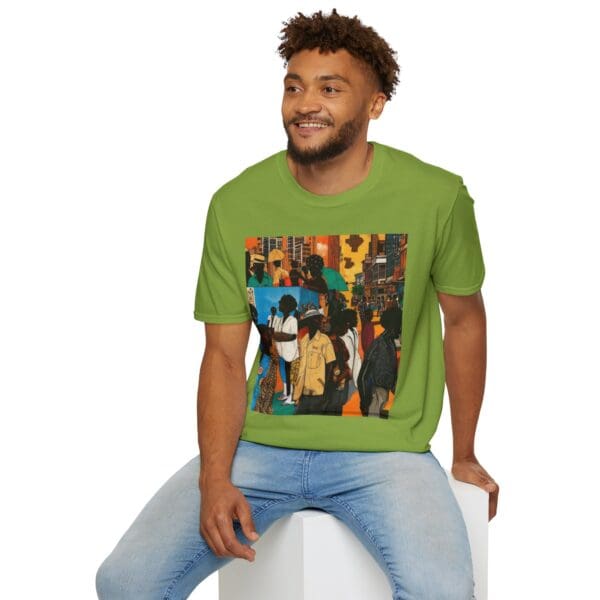 Cultural Vibes Unisex Softstyle T-Shirt - Art Inspired Design The Pulse of the City, The Strength of the Diaspora - Image 56