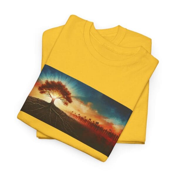 Nature-Inspired Unisex Heavy Cotton Tee with Tree Design "Guided by Resilience. United by Purpose."  "Where Roots R - Image 68