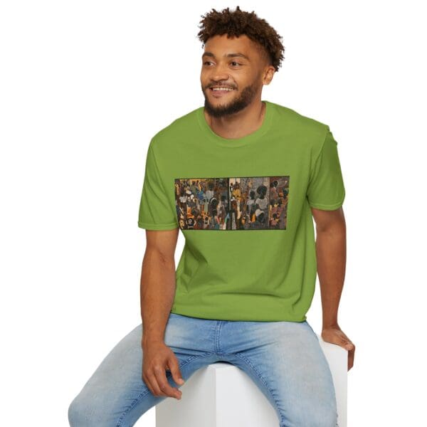 Artistic Unisex Softstyle T-Shirt - Vibrant Community Design "Wear the Movement. Live the Story." - Image 46