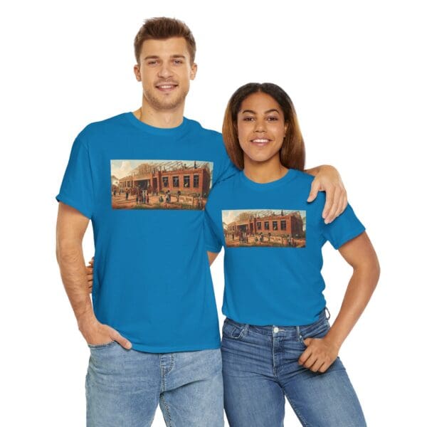 Artistic Unisex Heavy Cotton Tee - Vintage Scene Print "Where Walls Hold Wisdom and Dreams Take Flight." - Image 95