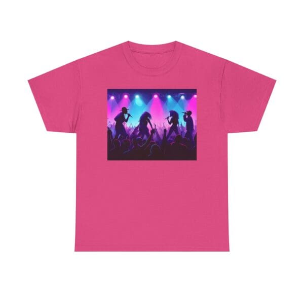 Unisex Heavy Cotton Tee - Vibrant Concert Silhouette Design "Blue & Pink Glow, Hip-Hop Takes Flight." - Image 78