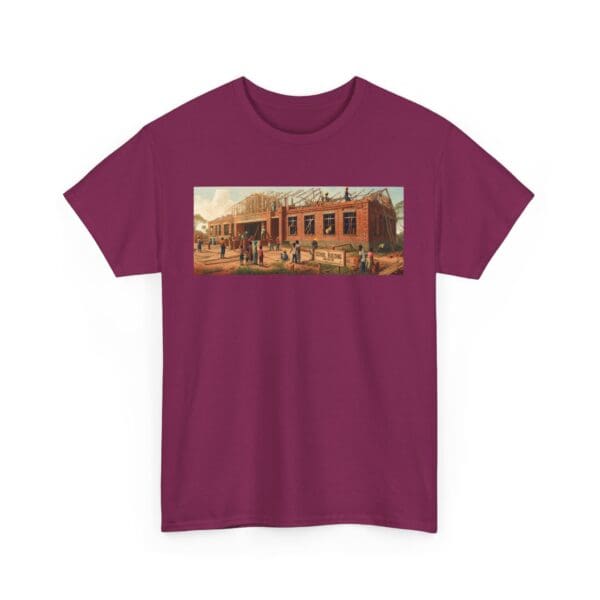 Artistic Unisex Heavy Cotton Tee - Vintage Scene Print "Where Walls Hold Wisdom and Dreams Take Flight." - Image 124