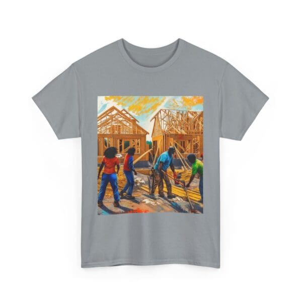 Inspirational Construction Worker Tee - Unisex Heavy Cotton Shirt Raising Walls, Uplifting Communities."  "Built by Us, Built for Us." - Image 67