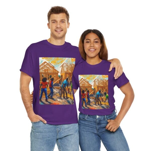 Inspirational Construction Worker Tee - Unisex Heavy Cotton Shirt Raising Walls, Uplifting Communities."  "Built by Us, Built for Us." - Image 130