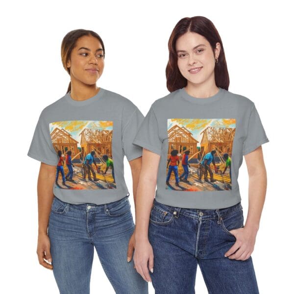 Inspirational Construction Worker Tee - Unisex Heavy Cotton Shirt Raising Walls, Uplifting Communities."  "Built by Us, Built for Us." - Image 73